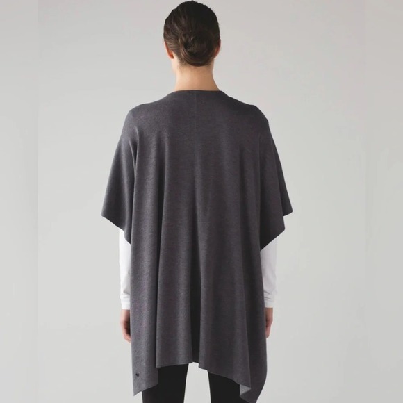 Lululemon After Asana Wrap Gray Reversible Cardigan Sweater OS - Picture 2 of 5